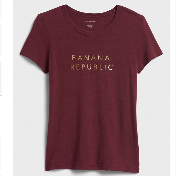 Banana Republic S Burgundy & Gold Logo T-shirt NWT - Picture 3 of 3